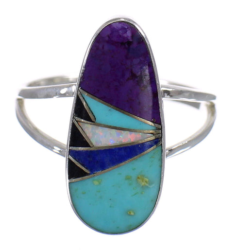 Multicolor Genuine Sterling Silver Southwest Ring Size 5-3/4 QX84789